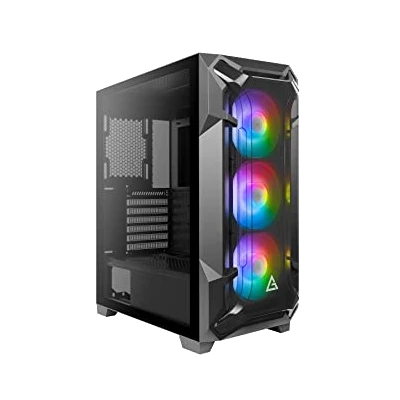 Antec DF600 Flux Mid-Tower ATX Computer Cabinet/Gaming Case | Built in Fan Controller | 4 mm Tempered Glass Side Panel with 3 x 120mm ARGB Fans + 2 x 120 mm Black Fans