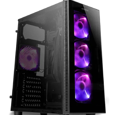 Antec NX210 Mid-Tower ATX Computer Cabinet/Gaming Case | 3 USB Ports | Top Mounted PSU with 4 x 120mm ARGB Fans