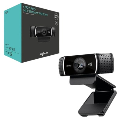 Logitech C922 Pro Stream Webcam HD 1080p/30fps or HD 720p/60fps Hyperfast Streaming, Stereo Audio, HD Light Correction, Autofocus, for YouTube, Twitch, XSplit, PC/Mac/Laptop/MacBook/Tablet (Black)