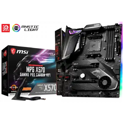 MSI Components MPG X570 Gaming PRO Carbon Wi-Fi Motherboard (AMD AM4, DDR4, PCIe 4.0, SATA 6Gb/s, m.2, USB 3.2 Gen 2, AX Wi-Fi 6, HDMI, ATX)