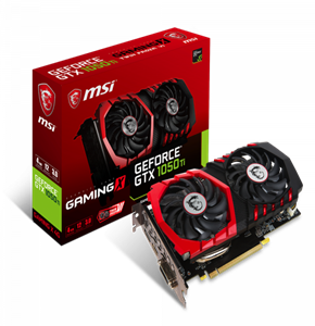 MSI GTX1050Ti - Gaming X - Dual Fan - PCI-E Graphics Card (4GB GDDR5, 1493 MHz/1379 MHz/7108 MHz (OC Mode)