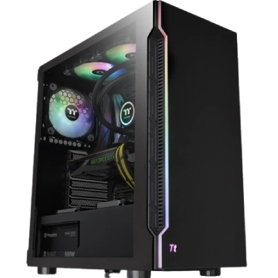 Thermaltake H200 Tempered Glass Snow Edition RGB Light Strip ATX Mid Tower Case with One 120mm Rear Fan Pre-Installed